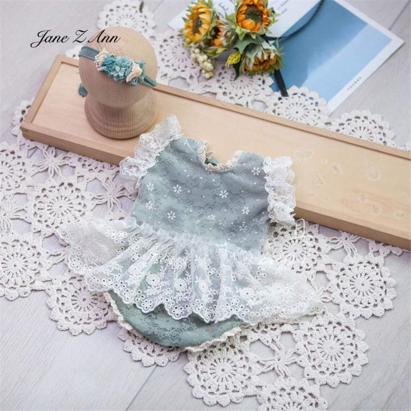 

Caps Hats born Pography dress floral headband Set Retro GrayGreen Lace full month 100 days Baby girl Po Studio Props 230220, Sky blue