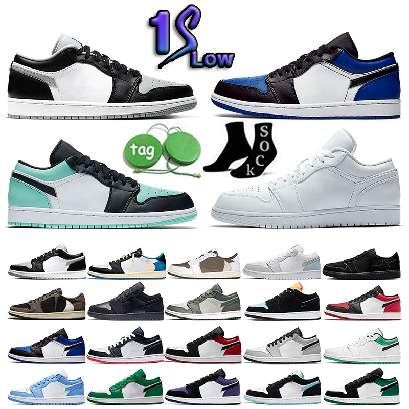 

NEW Fashion Jumpman 1 Low Basketball Shoes 1s Reverse Mocha Black Phantom Voodoo Fragment Cactus Jack Lows Panda UNC Tear Away Silver Mens Trainers Women Sneakers, 20