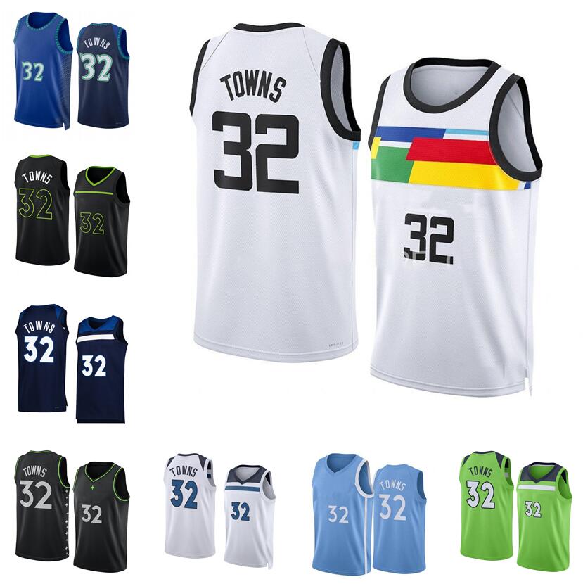 

Karl Anthony Towns Basketball Jersey S-XXL 2022-23 season white black blue men women youth city jerseys 32, With logo