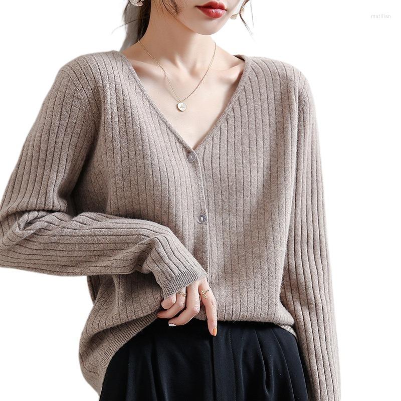 

Women's Knits Women's Knit Cardigan Casual Loose V Neck Long Sleeve Button Front Ribbed Sweater Cardigans