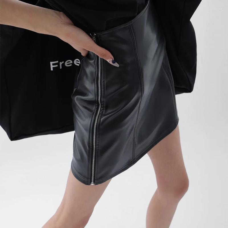 

Skirts Sexy Side Zipper Fuax Leather Skirt For Women Bodycon Mini Summer High Wiast Black Korean Fashion Clothing