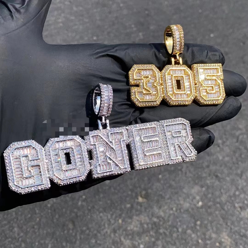 

Custom A-Z Letter Pendant Necklace - Hip Hop Style 18K Gold Plated with Zircon Bling - Three Row Design - Perfect Gift