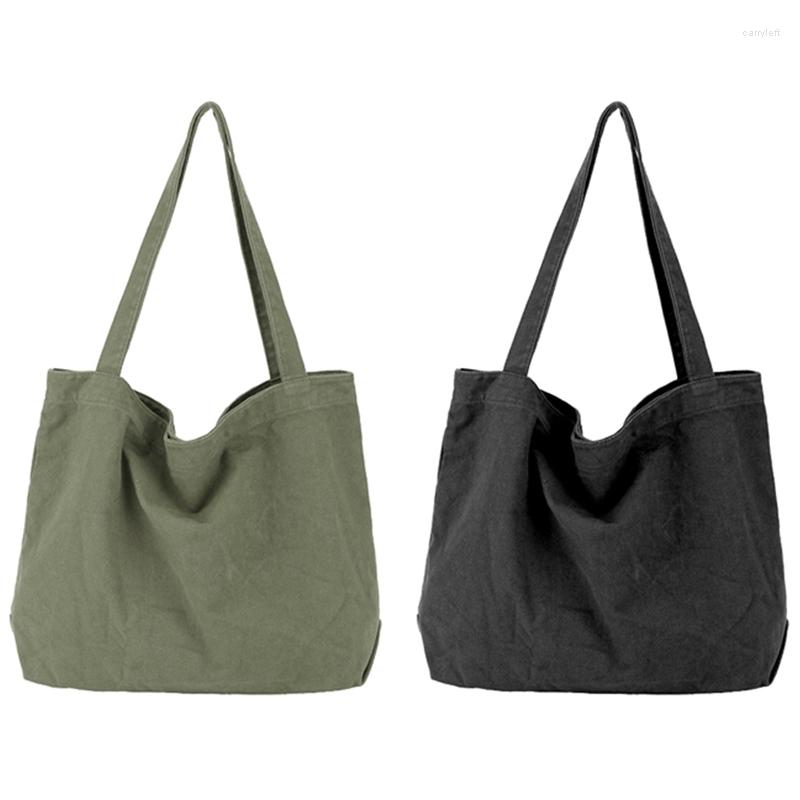

Shopping Bags 2X Canvas Handbag Simple Men's Large-Capacity Cotton Tote Bag Women's Reusable (Black/Green), Pink