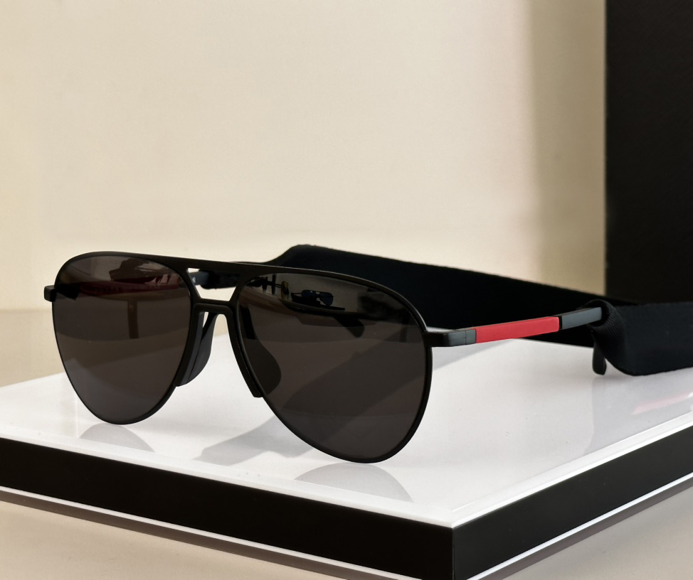 

Matte Black Pilot Sunglasses for Men with Strape Sporty Glasse Shades Designers Sunglasses Sonnenbrille Shades gafas de sol UV400 Eyewear with Box