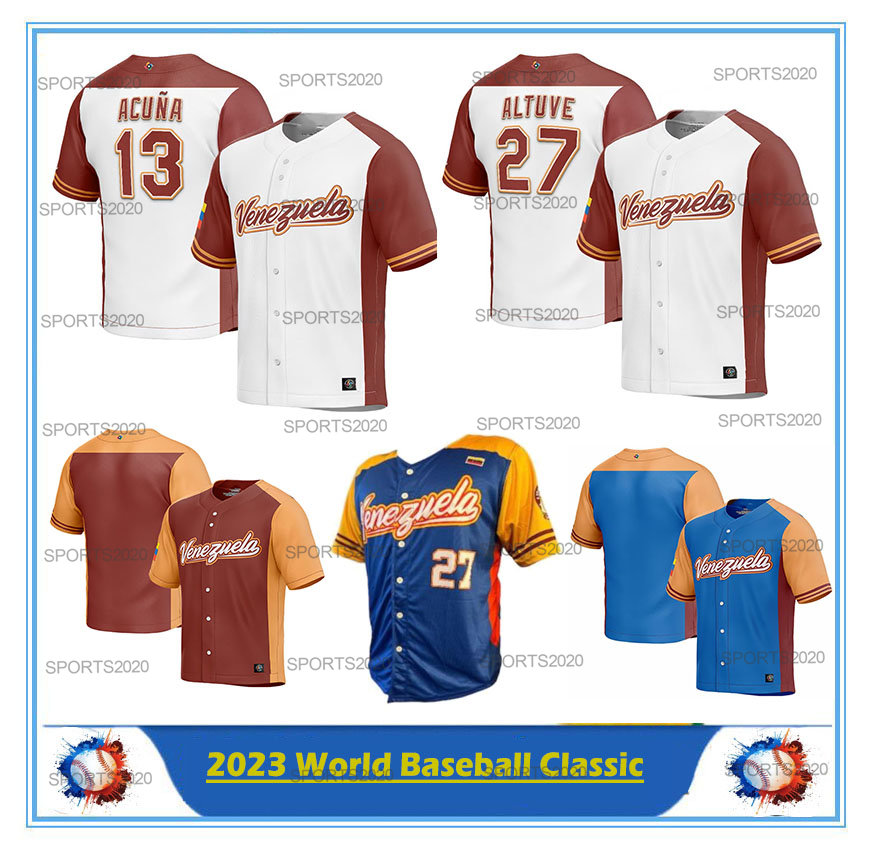 

Venezuela 2023 World Baseball Custom Classic Jersey WBC Jose Altuve 13 Ronald Acuna Jr. Miguel Cabrera Luis Arraez Miguel Rojas Gleyber Torres uniforme de Venezuela, 2009 white