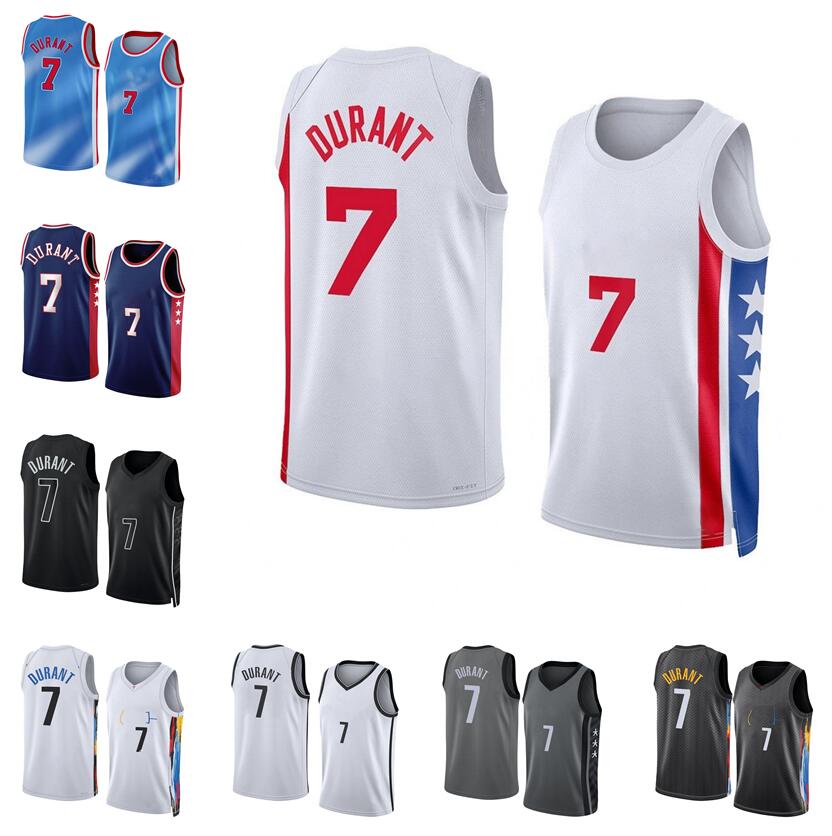 

Kevin Durant Basketball Jerseys S-XXL 2022-23 season blue white Men Women Youth city jersey 7, With logo