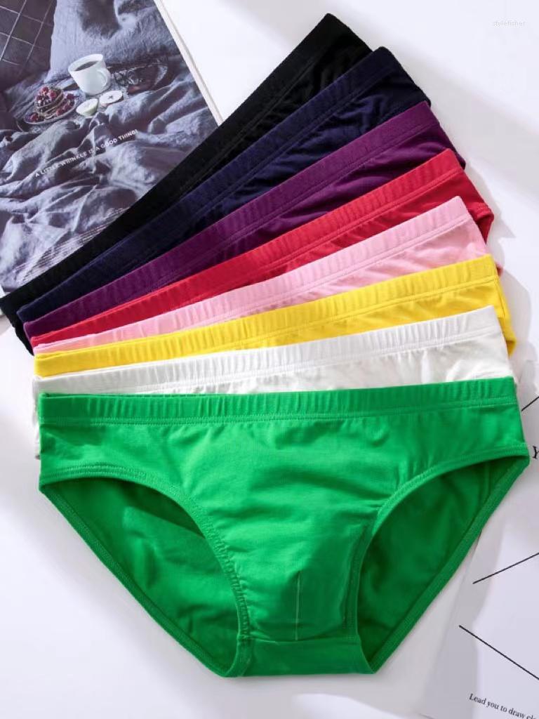 

Underpants Cotton Men's Underwear Sexy Solid Color Briefs Comfortable Male Breathable Brief Adult Panties Boxer Shorts, Purple