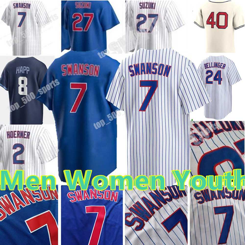 

2023 Custom 7 Dansby Swanson Jersey 24 Cody Bellinger Seiya Suzuki Andrelton Simmons Nick Madrigal Marcus Stroman Willson Sosa Ian Happ Men Women Youth Baseball, Green