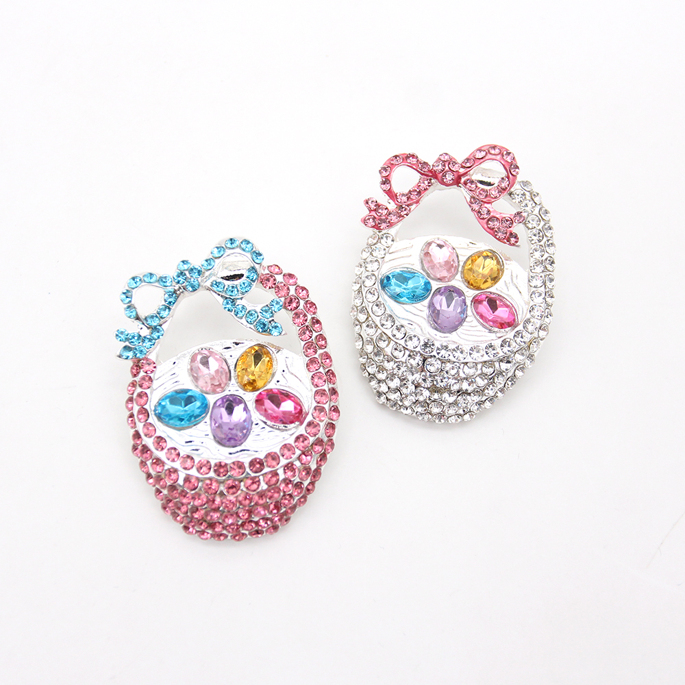 

Silver Tone Crystal Rhinestone Basket Easter Egg Brooch Pin For Gift Holiday Brooches