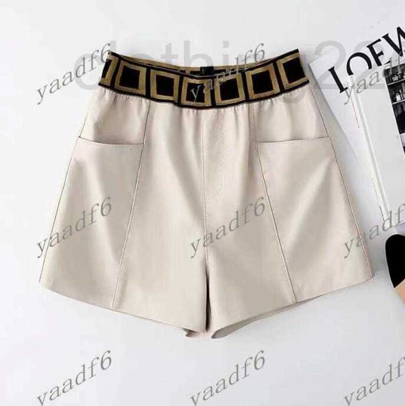 

designer Spring 2022 Fashion high-end womens shorts Women' Short Loose leather luxury F letter high waist elastic belt blast street 4S3J, White