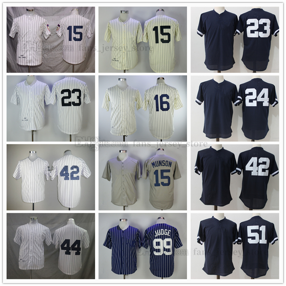 

Movie Mitchell and Ness Baseball Jerseys 15 Thurman Munson 16 Biege 23 Don Mattingly 24 Gary Sanchez 42 Mariano Rivera 44 Jackson 51 Williams 99 Judge 7 Mantle, As picture(with team name)