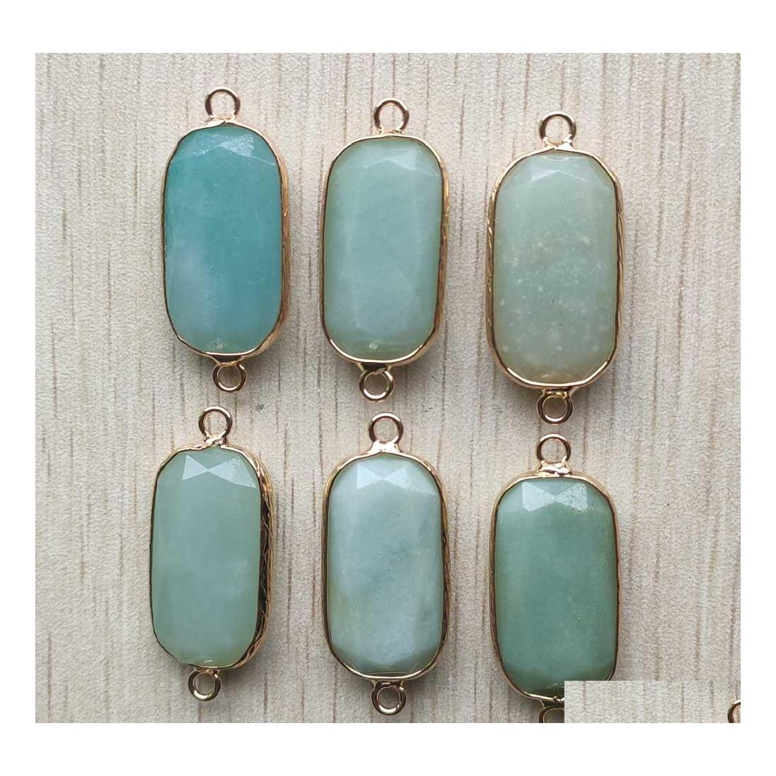 

Charms Natural Stone Section Oval Shape Connector Rose Quartz Blue White Crystal Pendants For Jewelry Accessories Making Ffshop2001 Dhxe0