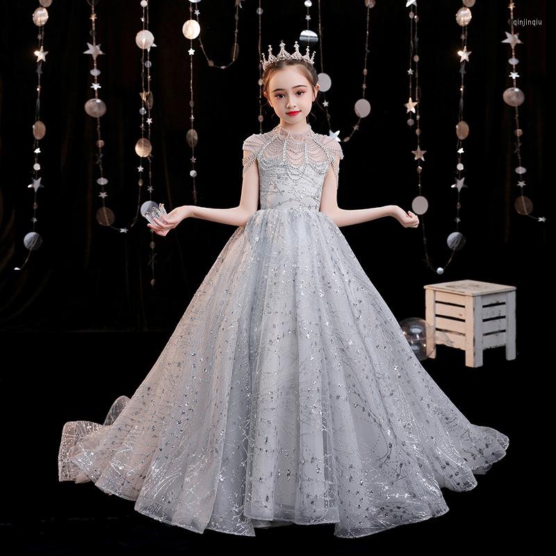 

Girl Dresses Little Trail Flower Dress Children First Holy Communion Birthday Party Robe Longue Prinsessenjurken Meisjes, As the photo