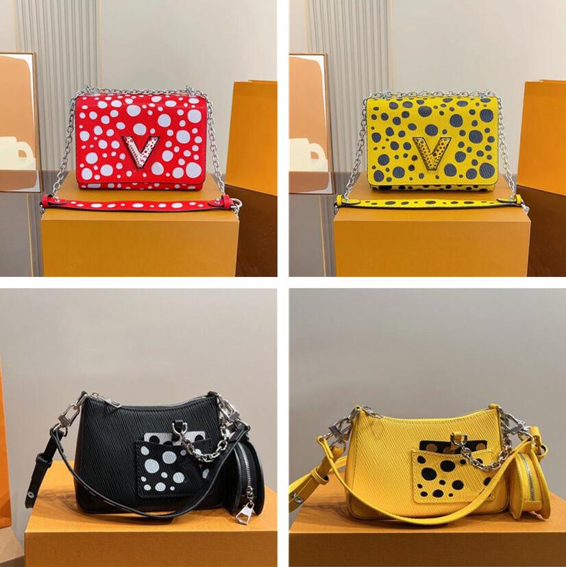 

Twist Crossbody Bag Women Shoulder Bags Genuine Leather Dot Pattern Fashion Letters Silver Hardware Classic Handbags Purse Interior Zip Pocket 23cm, Freight difference