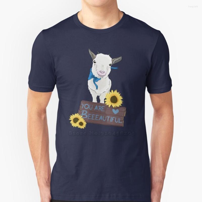 

Men' T Shirts Supportive Goat Shirt Summer Fashion Casual Cotton Round Neck Cute Flower Sunflowers Bow Blue, Mtee-navy