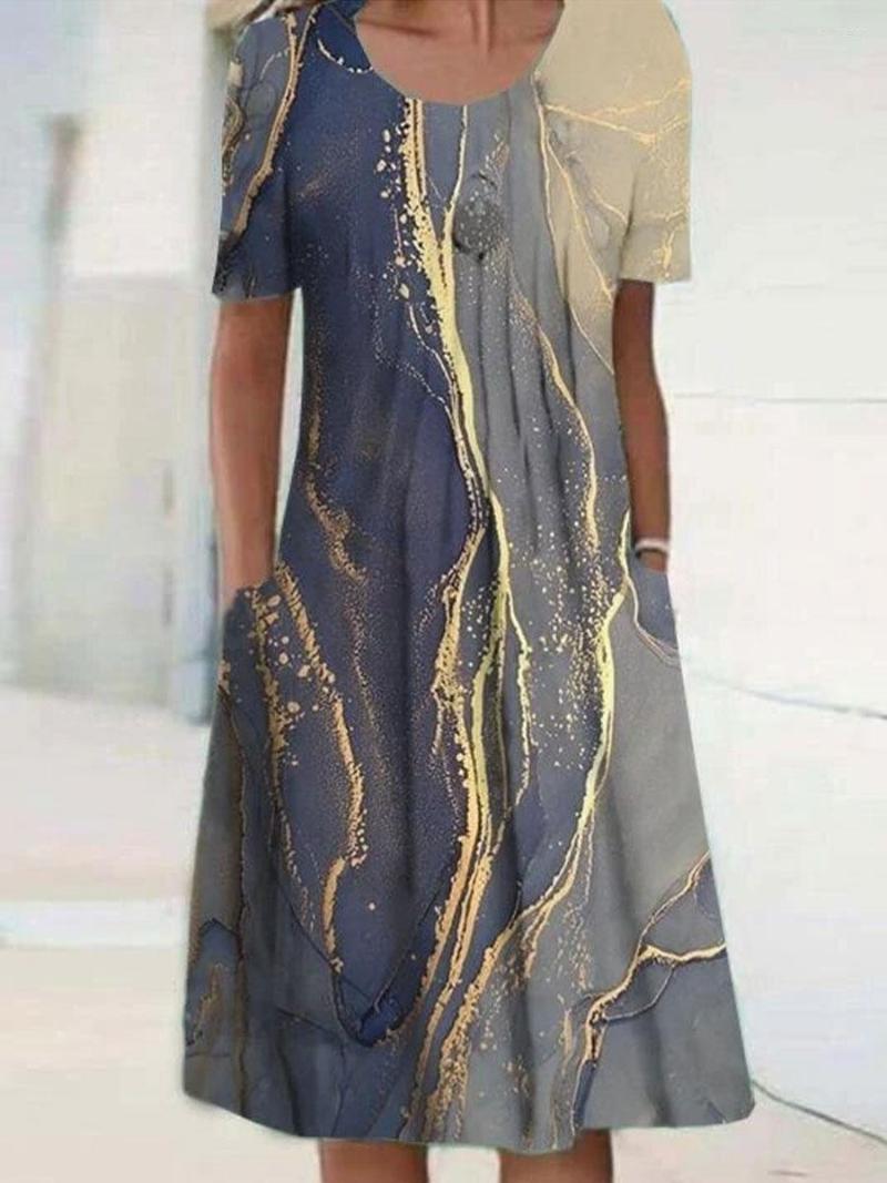 

Party Dresses Temperament Woman Dress Casual Loose Elegant Short Sleeve, Khaki