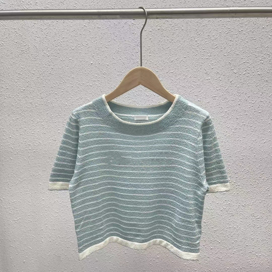 

Women' Sweaters 2023 Spring Summer O Neck Short Sleeve Fashion Print Milan Runway Sweater Designer Tops Brand Same Style T-Shirt 0220-13, Multi