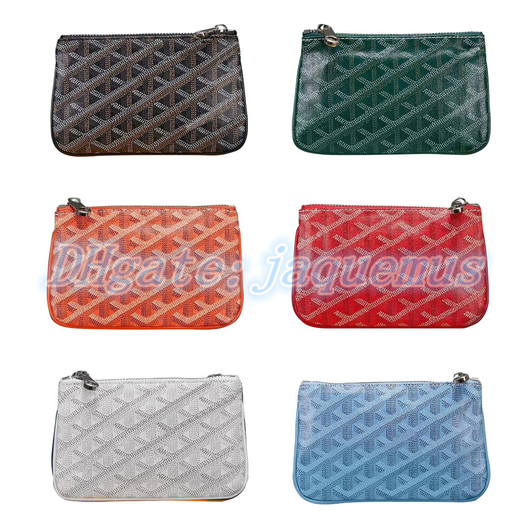 

wholesale 14 colors coin purses Senats Mini bag key pouch Pochette fashion Wallet Womens mensluxury Designer Genuine Leather card holders zipper small wallets hobo, Light blue