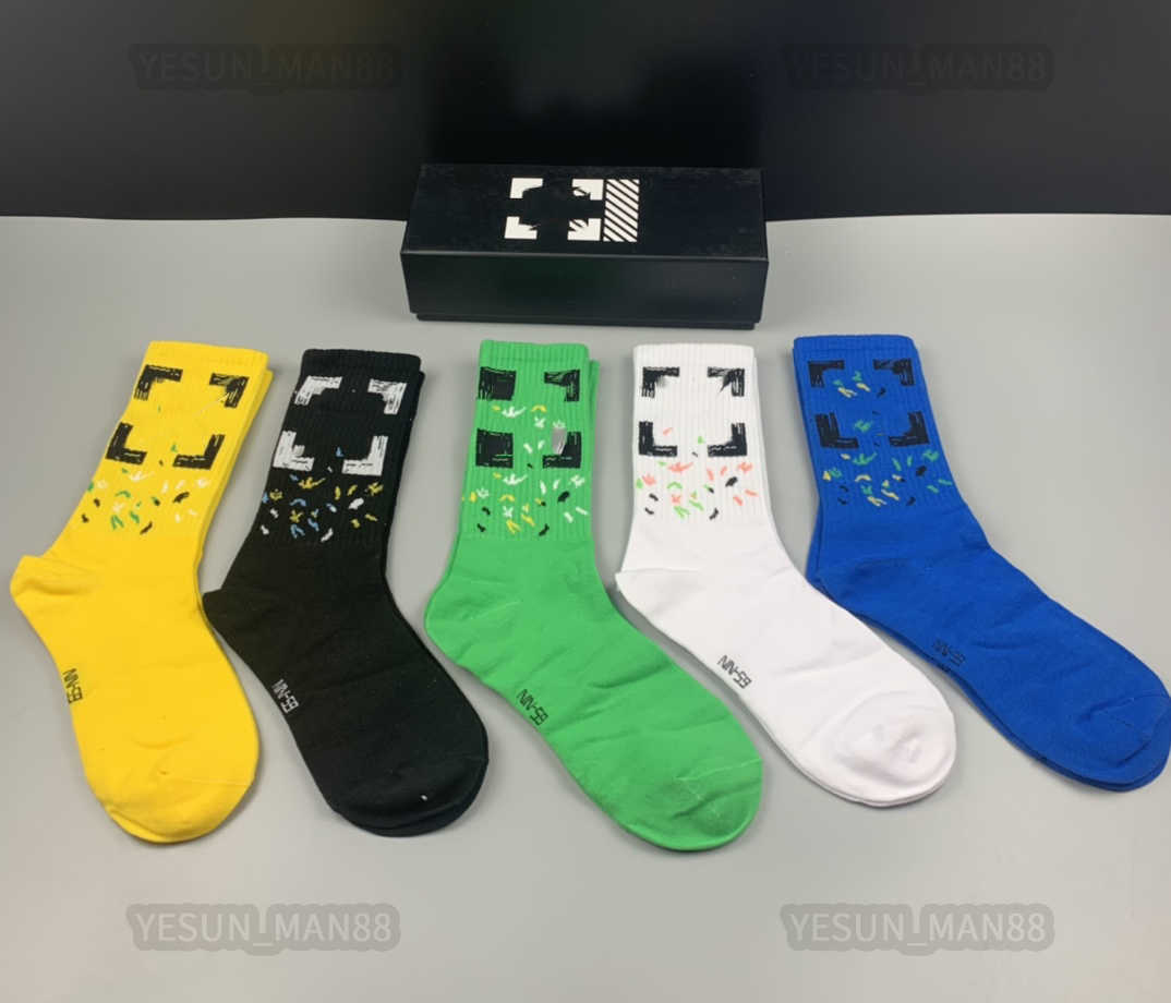 

Designer Luxury offs Socks white Fashion Mens And Womens Cotton Breathable Basketball Football Exercise 5 Pairs Sock With Box