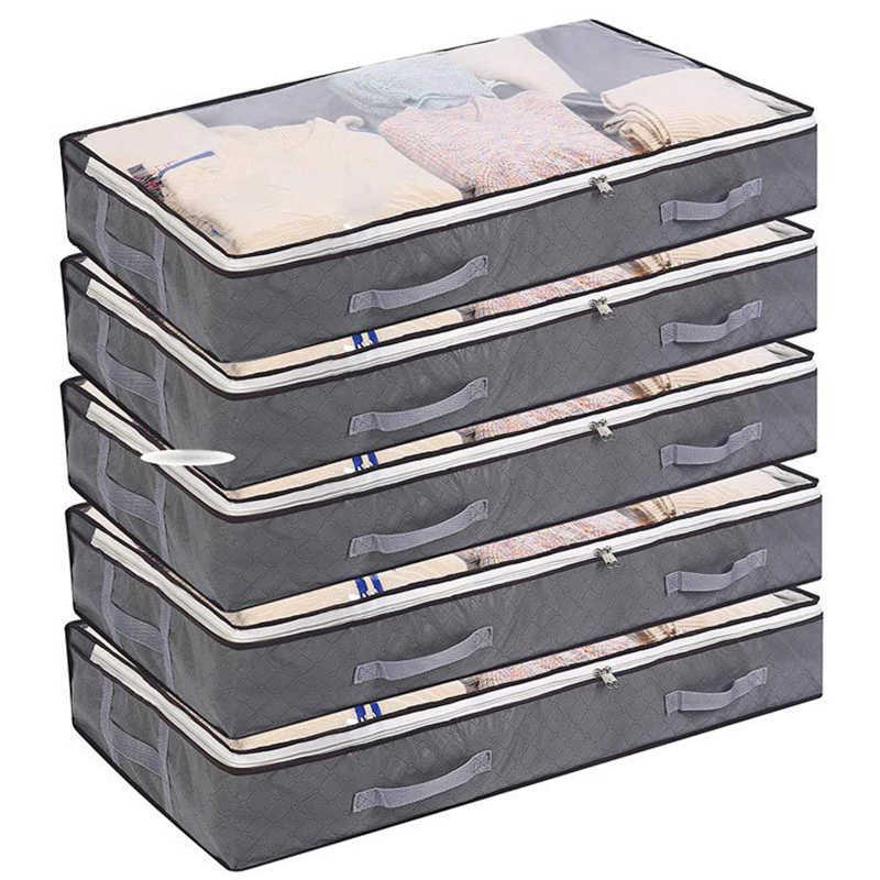 

Storage Boxes Bins Foldable Under Bed Storage Bags Large Capacity Breathable Underbed Storage Bins Thick Clothes Storage Boxes Zippered Organizer Z0220, Sky blue