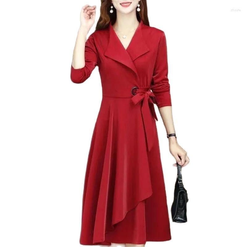 

Casual Dresses Women Dress 2023 Autumn Women's Long Sleeves Femme V Neck Vestidos Female A-line, Black