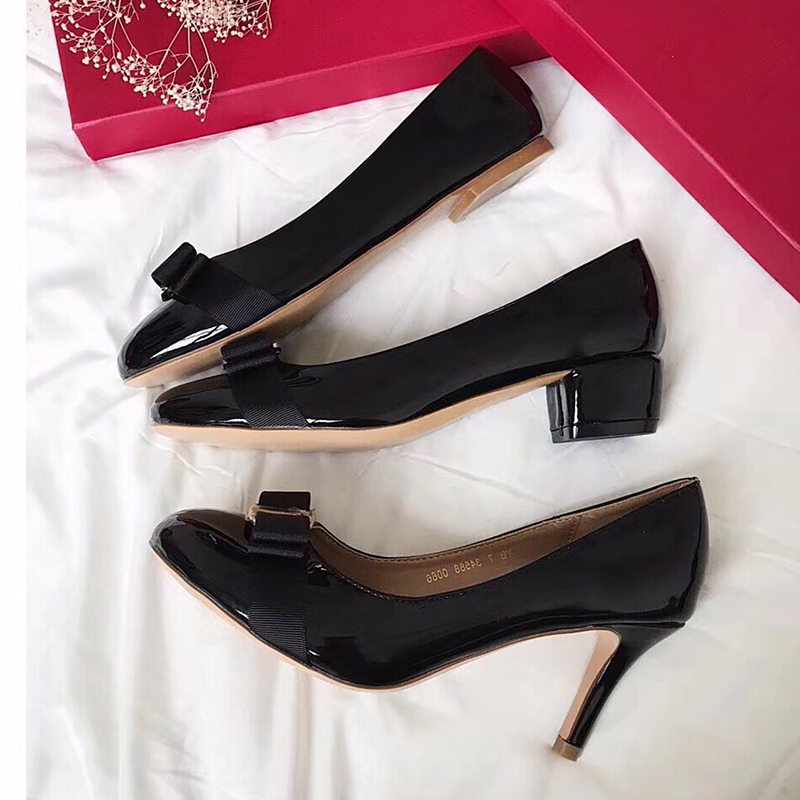 

Dress Shoes Metal Buckle Patent Leather Bowknot Flat Women Ballerina Walking Driving Red High Heels Banquet Wedding Pumps Black 230220, Red wine 8cm