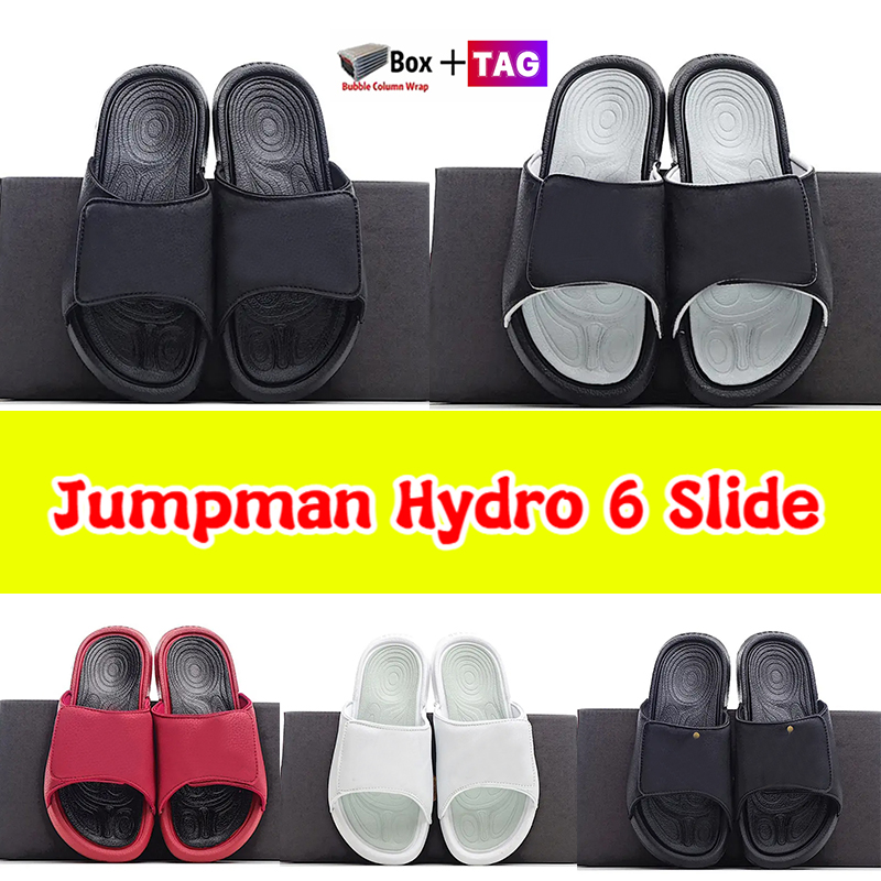 

Retro Slippers Jumpman Hydro 6 Slide beach slides Summer sandal with box men women shoes Indoor Outdoor Shower slipper black white wolf grey Chicago Flat sandals, 02-black gold