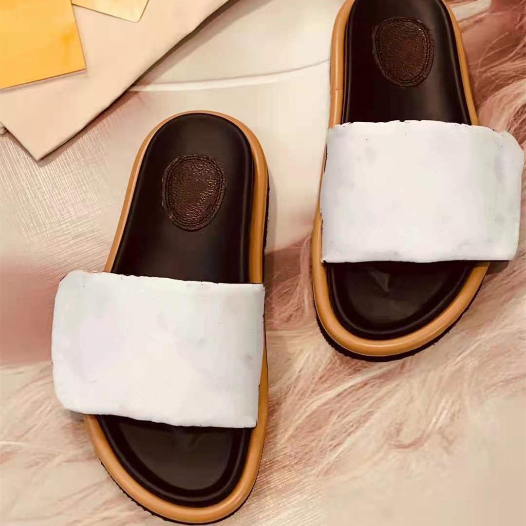 2023Fashion Casual Sandals Summer L Women Pool Pillow Comfort Slipper Lady Nylon Strap Mule Designer Men Leather Sunset Flat Rubber Outsole Slide