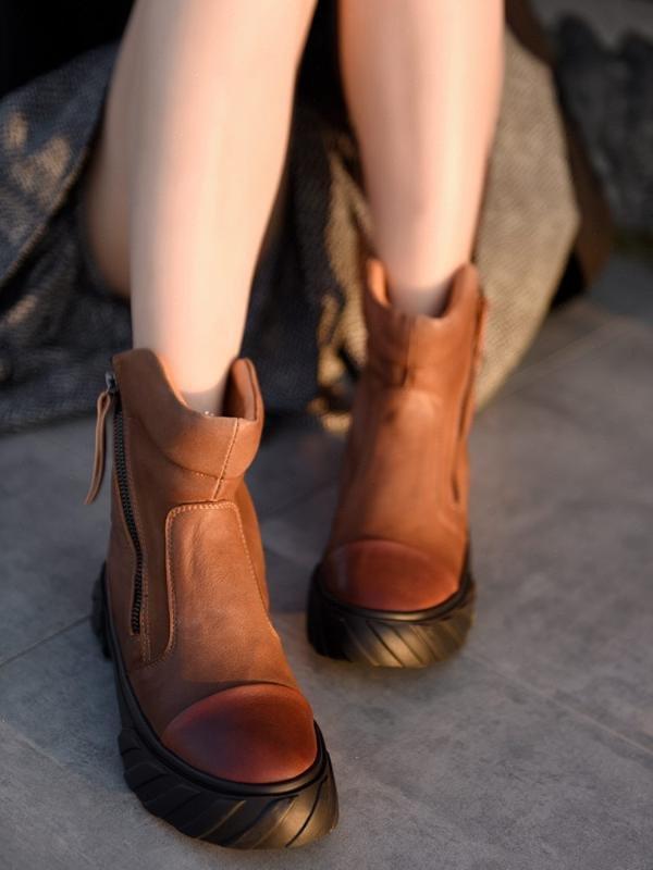 

Artmu Origional Retro Flat Short Boots Casual Thick Heels Boot Autumn And Winter Style Genuine Leather WOMENS Ankle