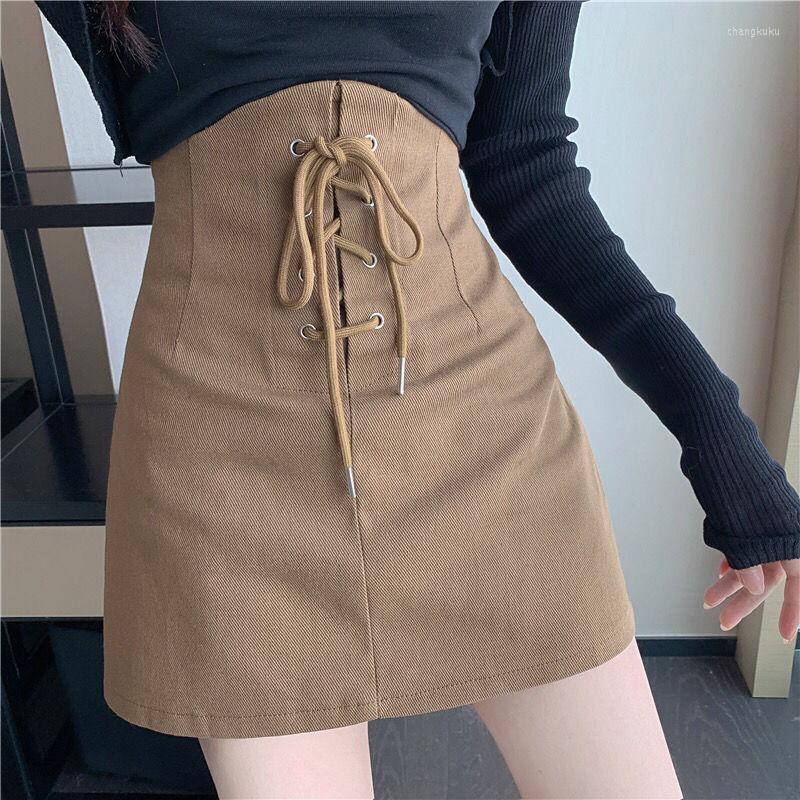 

Skirts 2023 Spring Summer Women Fashion Strap High Waist Female Slim Packahe Hip Ladies Solid Color Mini O180, Black