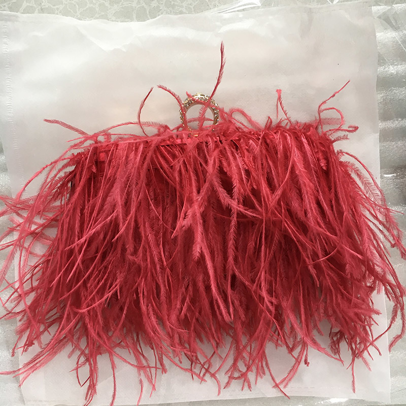 

Evening Bags Red Feather Women's Chain Shoulder Small Luxury Brand Party Dinner Clutch Purse Designer Handbag FTB311 230220