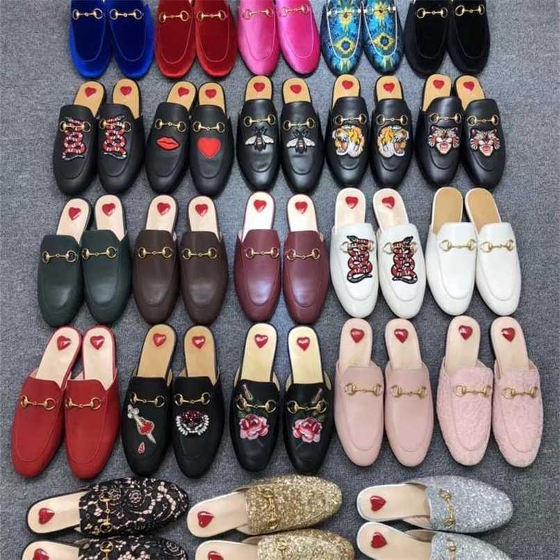 

100% Leather men slippers soft cowhide Lazy women shoes Metal black buckle beach Mules Princetown Classic lady Large size 35-46H8UE