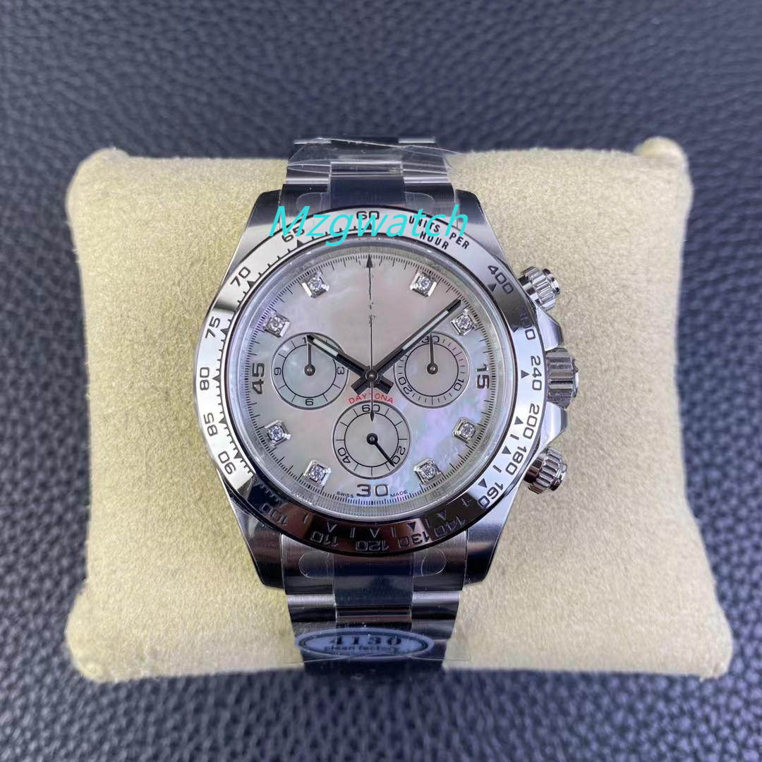 

CLEAN factory Men's watch Automatic machine Cal.4130 movement 40MM Mosan diamond mica dial 904L fine steel strip waterproof, As shown