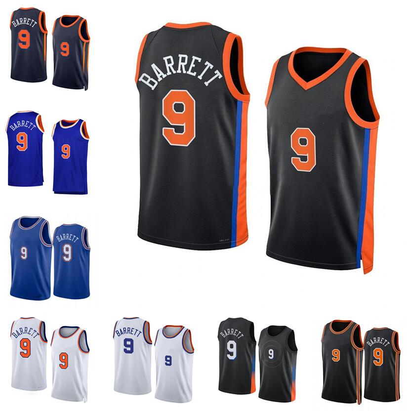 

RJ Barrett Basketball Jerseys S-XXL 2022-23 season white black blue Men Women Youth city jersey 9, With logo