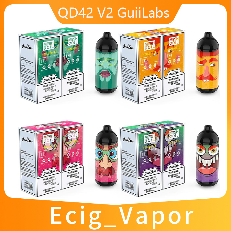 

Authentic QD42 V2 GuiiLabs Disposable E cigarettes 4000 Puffs Vape Pen 650mAh Rechargeable Battery 12ml Prefilled Mesh Coil Pods Device Vaporizer Vapor Kit xxl max