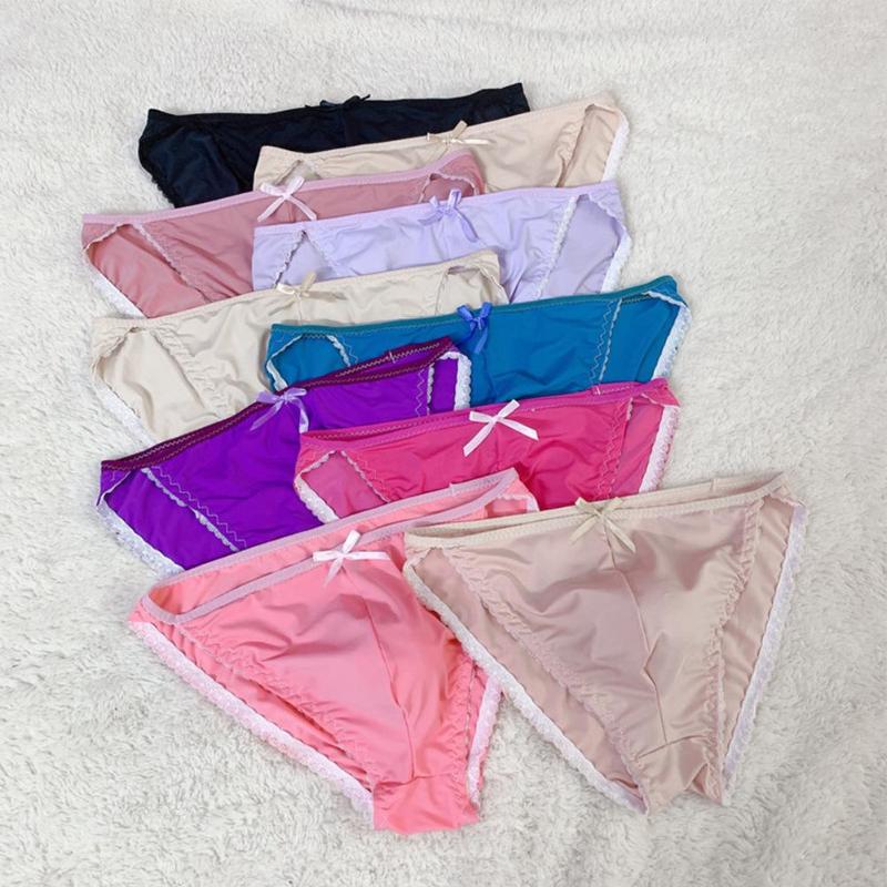

Underpants Sexy Men Ice Silk Sheer Bulge Pouch Bikini Briefs Thongs Underwear Low Waist Comfortable -XXL, Random color