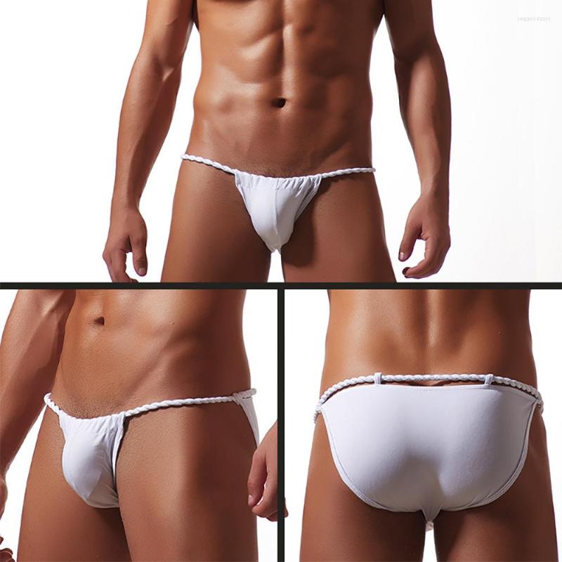 

Underpants Men Briefs Sexy Lingerie Low Waist Male Panties Tie Rope Underwear Cotton Erotic Breathable Comfortable Shorts, Black