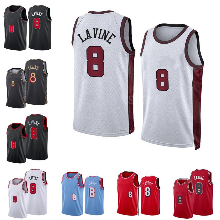 

Zach LaVine Basketball Jersey S-XXL 2022-23 white blue red Men women Youth city jersey 8, With team/city name