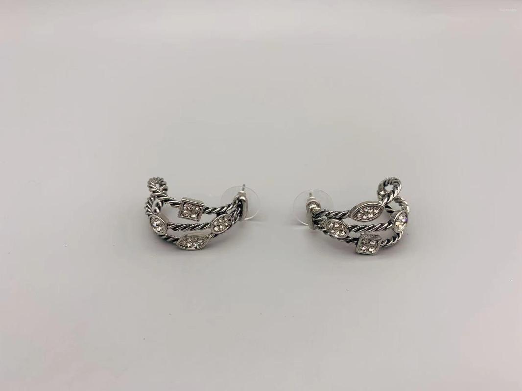 

Hoop Earrings Le Han Jewelry Shrimp 3 Row Silver With Clear Cubic Zirconia 25MM