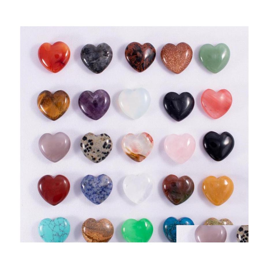 

Stone Natural 25Mm Heart Turquoise Rose Quartz Love Naked Stones Hearts Decoration Ornaments Hand Handle Pieces Diy Necklac Luckyhat Dhz6E