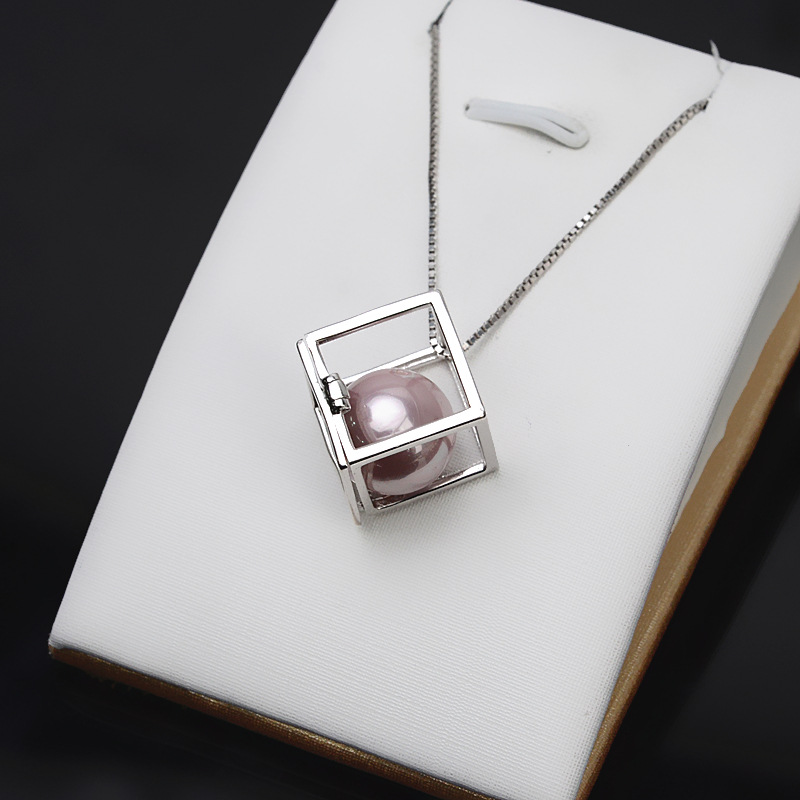 S925 Sterling Silver Happiness Rubik's Cube Pendant Setting Can Be Opened Without Holes Diy Pearl 12mm Empty Support Accessories Mounts PS3M-image-843395581