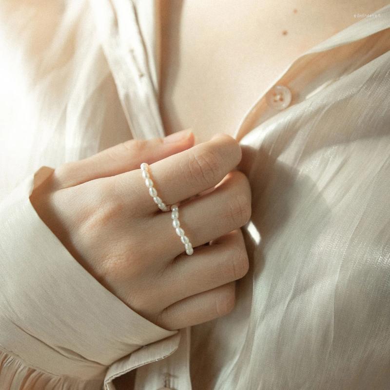 

Wedding Rings Minimalist Multi Bead Natural Freshwater Pearl For Women Finger Jewelry Irregular Ring Accessories Gifts Edwi22