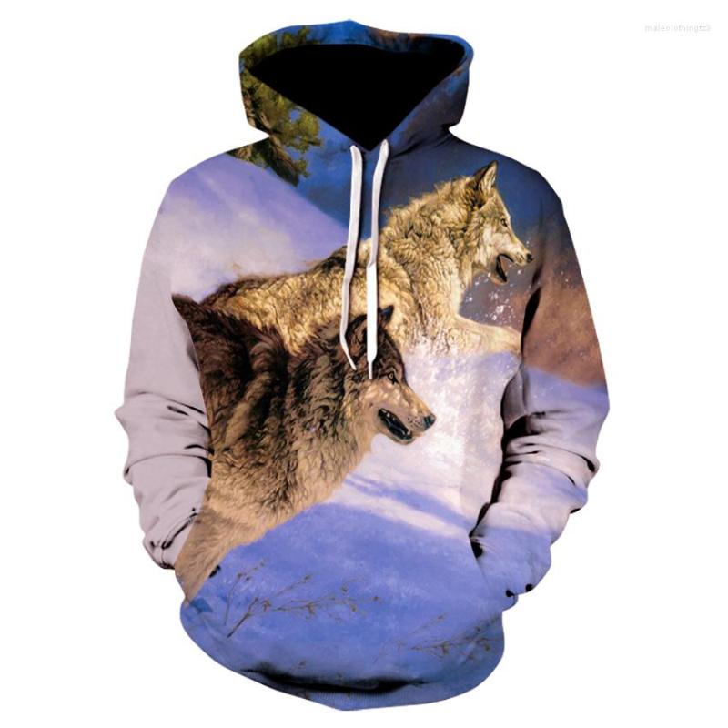 

Men's Hoodies Hip Hop Streetwear Spring And Autumn Men Women 3d-printed Snow Double Wolf Personality, Picture color