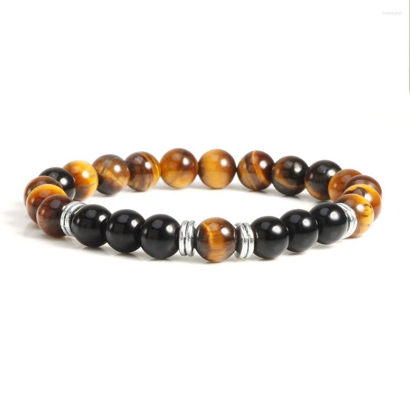 

Strand Natural Tiger Eye Stone Bracelet Handmade 8mm Red Brown Yellow Beaded Bangles For Men Women Yoga Stretch Jewelry Homme