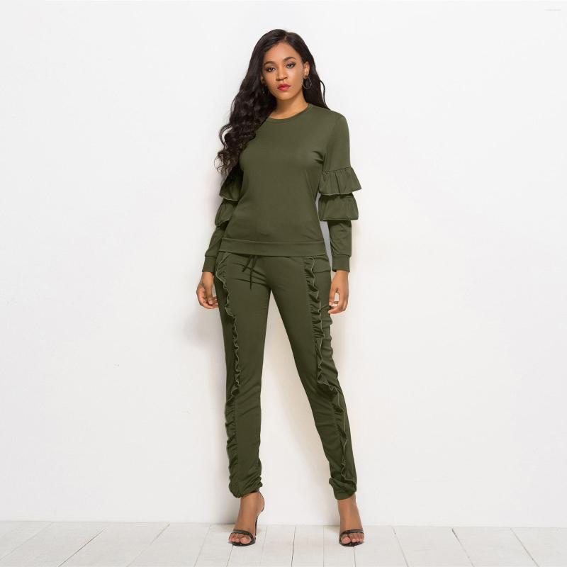 

Women' Two Piece Pants Elegant Set For Lady Long Sleeve T Shirt Pencil Tracksuit Female Stringy Selvedge 2PCS Outfits Women Sets