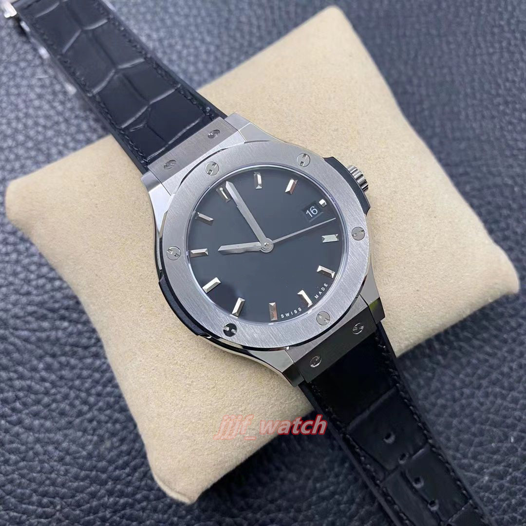 

JJ watch 1110 Mechanical movement size 38 MM OR 42MM Rubber leather strap Sapphire crystal glass Titanium casing waterproof, As shown