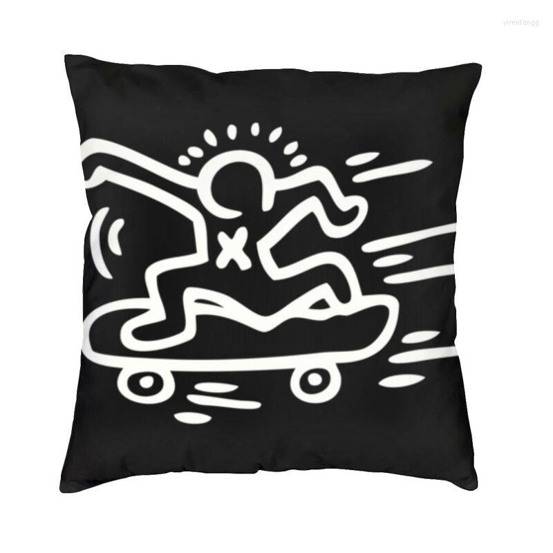 

Pillow Haring Skateboarder Case 45x45cm Decor Home Luxury Keith Skateboarding Art Decoration Salon Square Pillowcase, Ivory