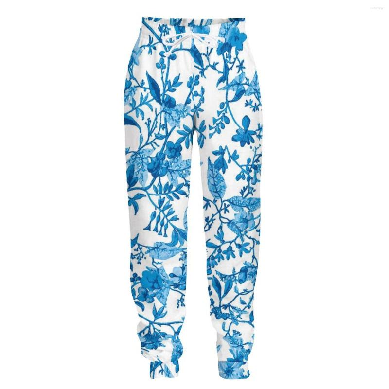 

Men' Pants Jumeast Jogger Mens Pant Blue Flowers Print Baggy Tracksuit Trousers Casual Straight For Men Oversized Sweatpants Clothing, Silver