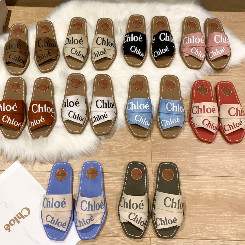 2022 Pantoufles Dupe Designer Chloe Woody Logo Diapositives Pour Femmes Haute Qualité Femmes Dames Diapositives De Luxe Dame Tongs En Plein Air P