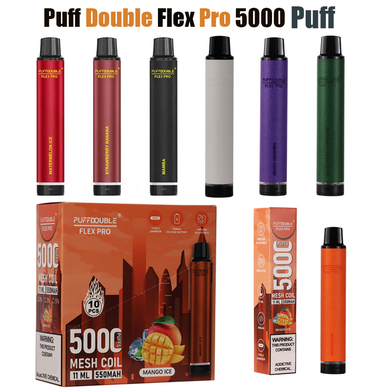 

Puff Double Flex Pro 5000 Disposable E Cigarettes vape Pen 550mah Rechargeable Vape Battery 11ML cigarrillos Upgraded from Puff Flex 2800